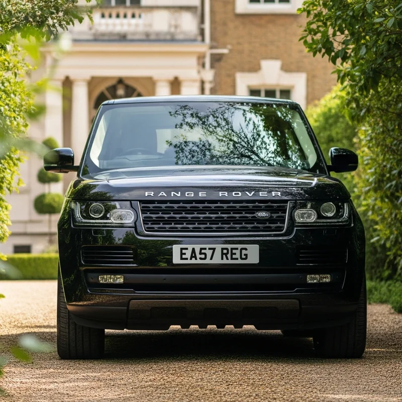 Black Range Rover with EA57 REG licence plate